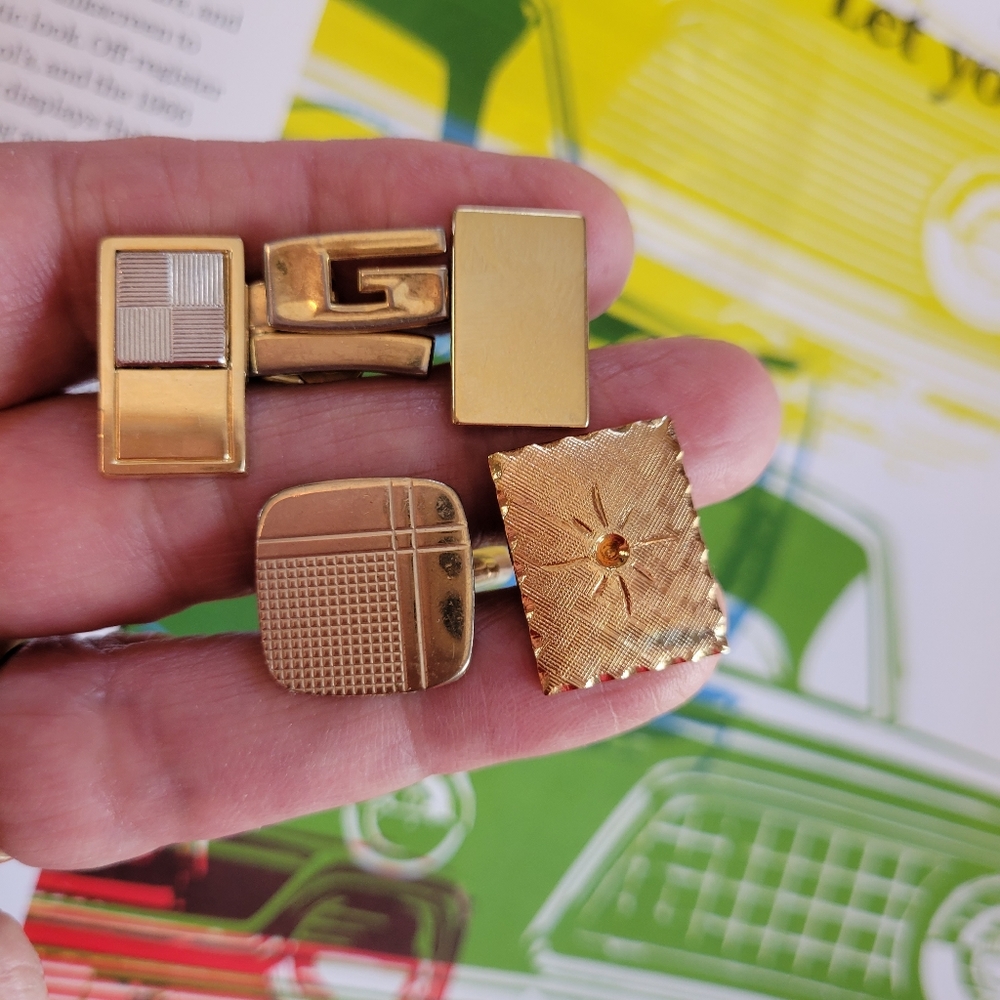 Vintage Cuff Links ~ 5 Different ~ MCM ~ Crafting ~ Re-purpose ~ Retro!